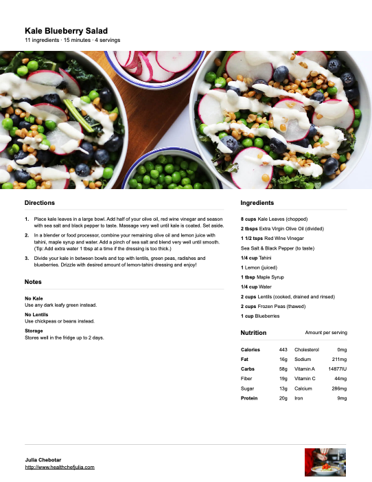 How To Make A Salad: Kale Blueberry Lentil Tahini Salad » The Style ...