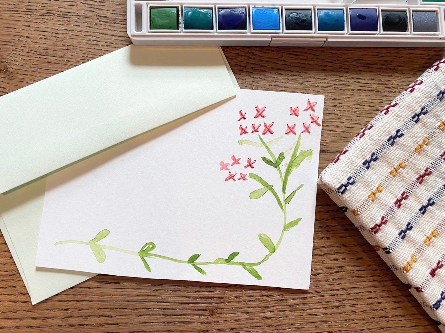 Notecard with watercolor flowers