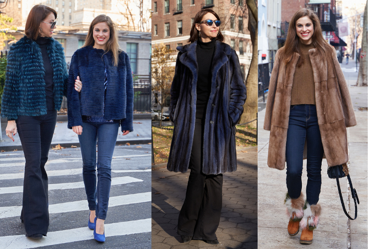 Women wearing fur coats in NYC