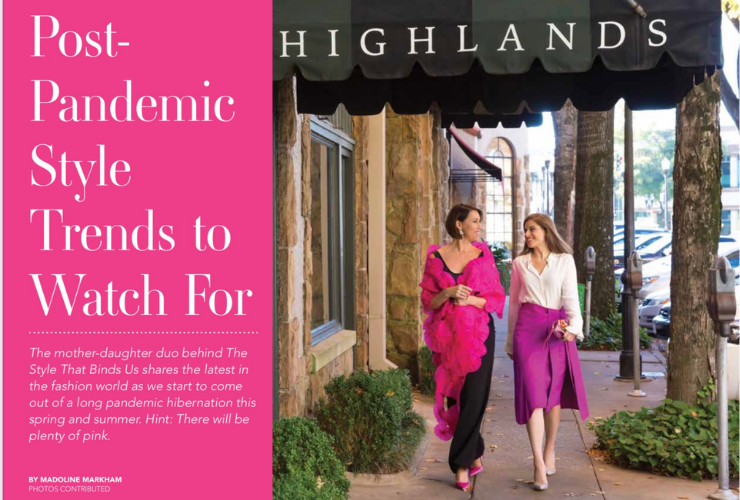 Bright pink background with white text: Post Pandemic Style Trends To Watch For
