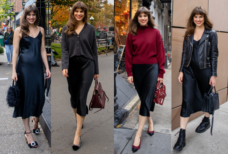 4 Different ways to style a black slip dress