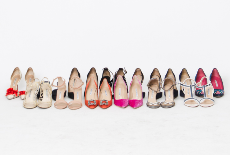 Selection of high-heels against a white background