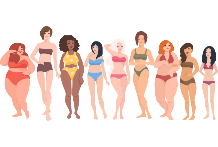 Variety of body types, sizes, colors & shapes