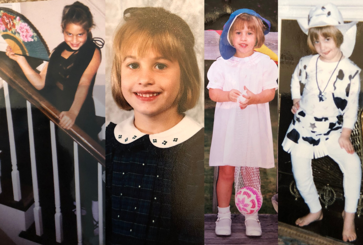 multiple photos of a young white girl with light brown hair
